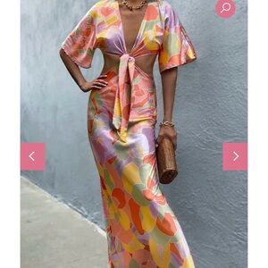Floral Midi Dress with Tie-Front Detail